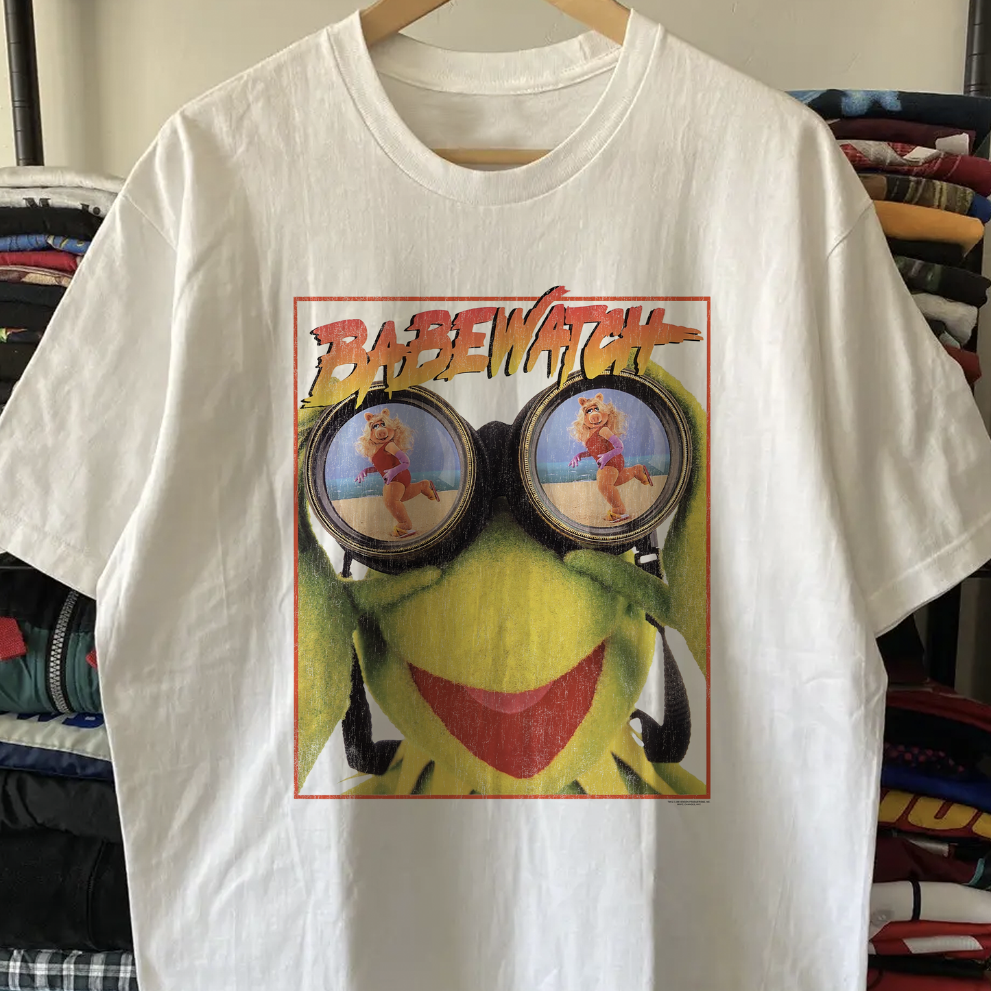 90s Kermit Babe Watch Washed White Tee