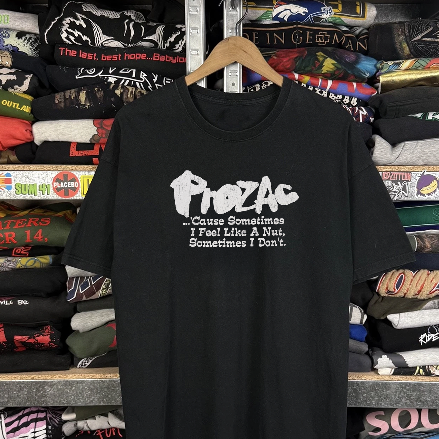 Rare Prozac Parody Washed Black Tee