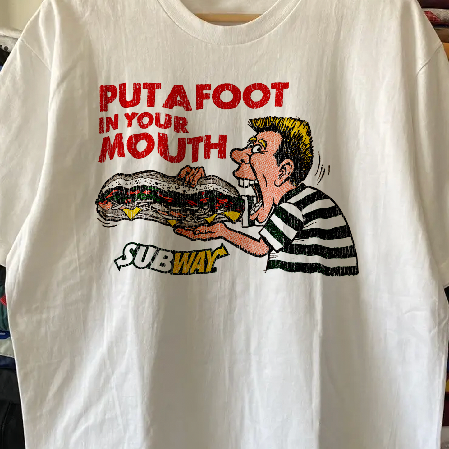 Vintage Subway Washed White Tee