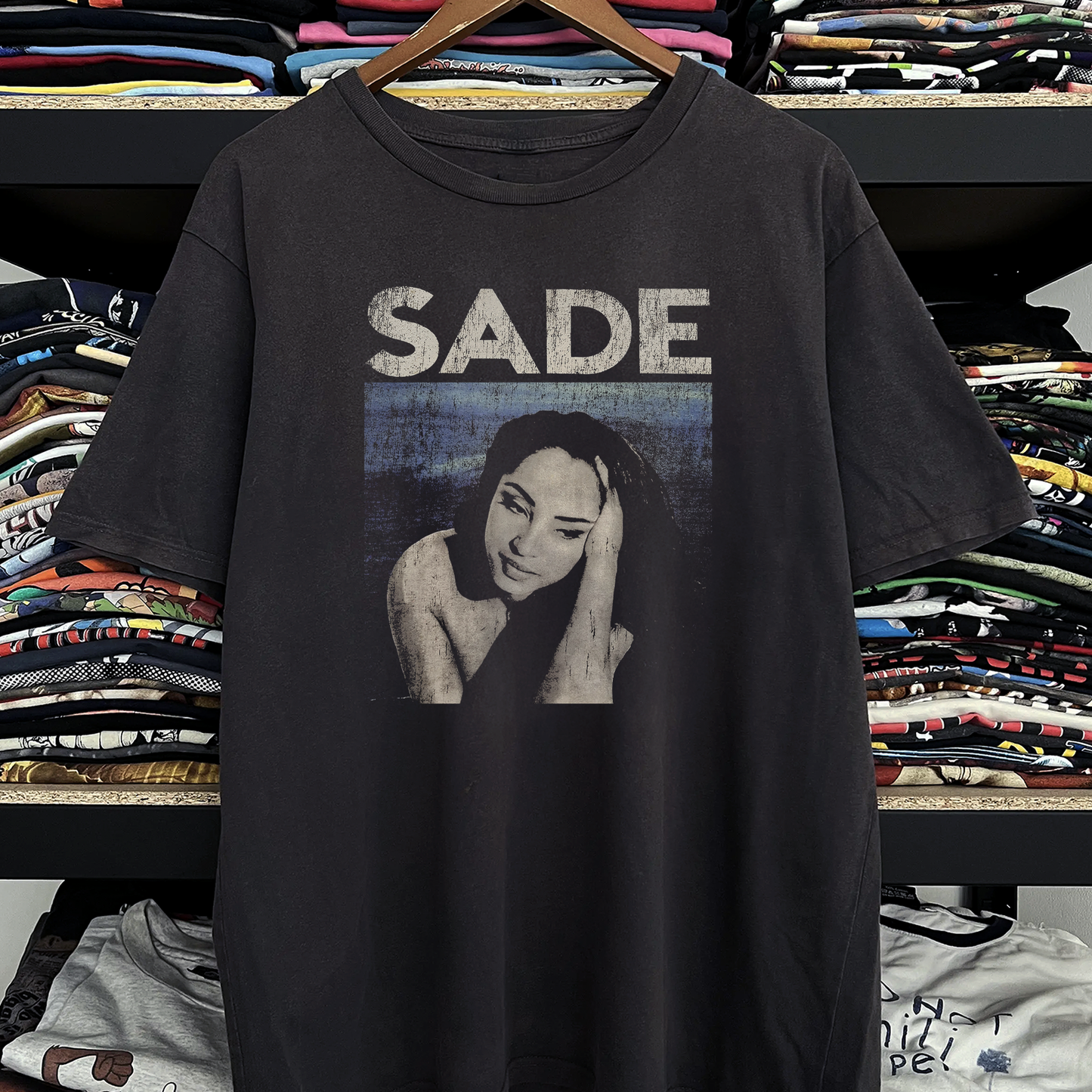 Rare Sade Portrait Washed Black Tee