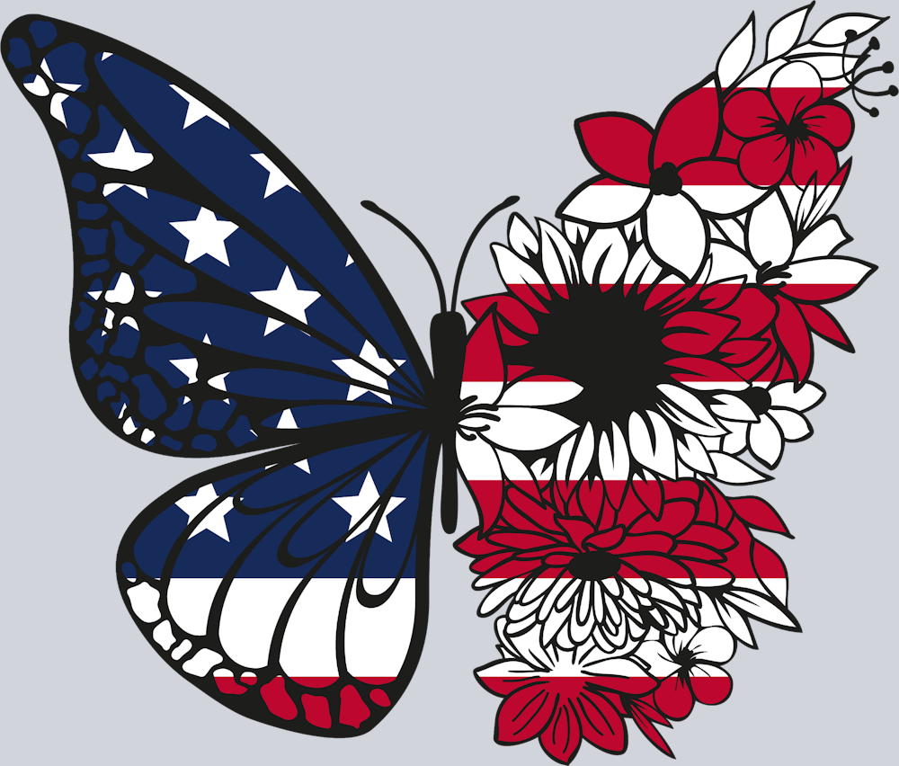 American Butterfly Flower Flag - STK00160 (DTF Transfers)