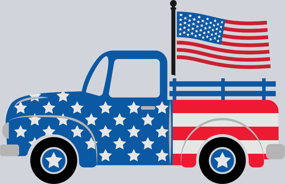 American Flag Truck - STK00218 (DTF Transfers)