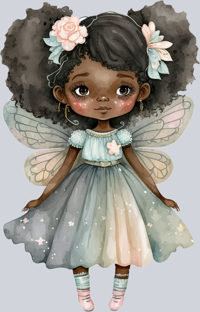 Black Fairy Girl Flowers - STK00603 (DTF Transfers)