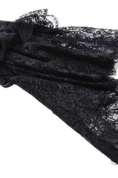 Black Off Shoulder Lace Long Trumpet Sleeves Lace-Up Women's Gothic Bodycon Dress