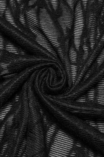 Black Irregular Mesh Ruched Women's Punk Fishtail Skirt