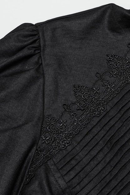 Black Long Puff Sleeves Lace Men's Gothic Blouse