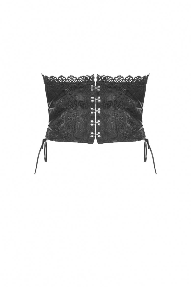 Black Floral Embroidered Lace-Up Strappy Women's Gothic Gorgeous Corset
