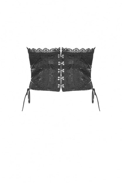 Black Floral Embroidered Lace-Up Strappy Women's Gothic Gorgeous Corset