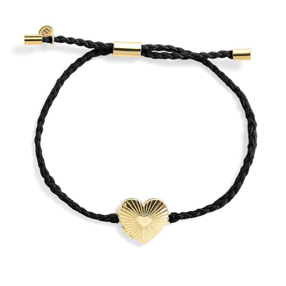 Personalized Fluted Heart Locket Cord Bracelet