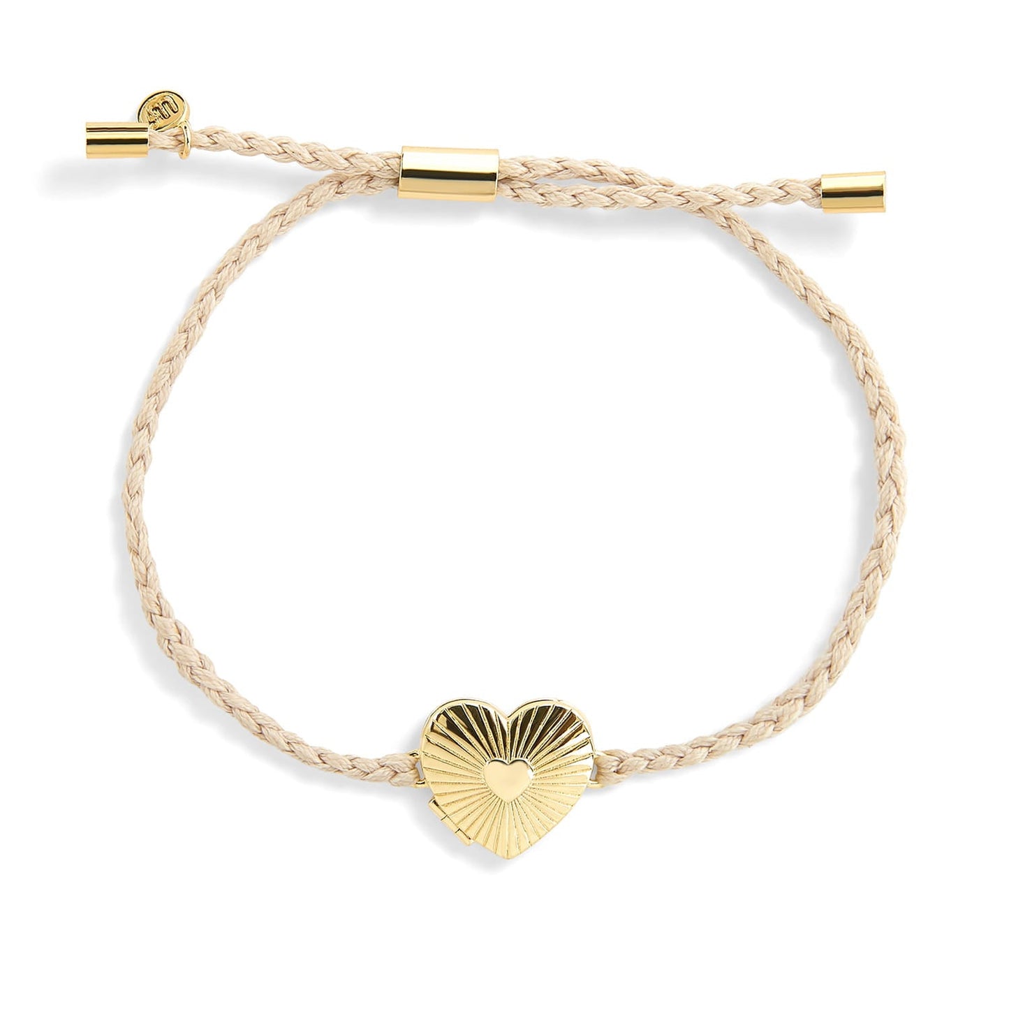 Personalized Fluted Heart Locket Cord Bracelet