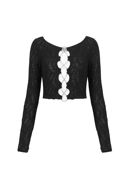 Black Cutout Ruched Chain Women's Punk Jacket