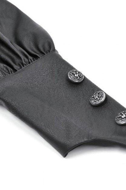 Black Cut-Out Asymmetric Buckled Zippered Women's Punk Cape