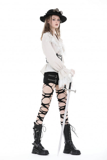 Black Lace-Up Buckled Zippered Women's Punk Shiny PU Corset