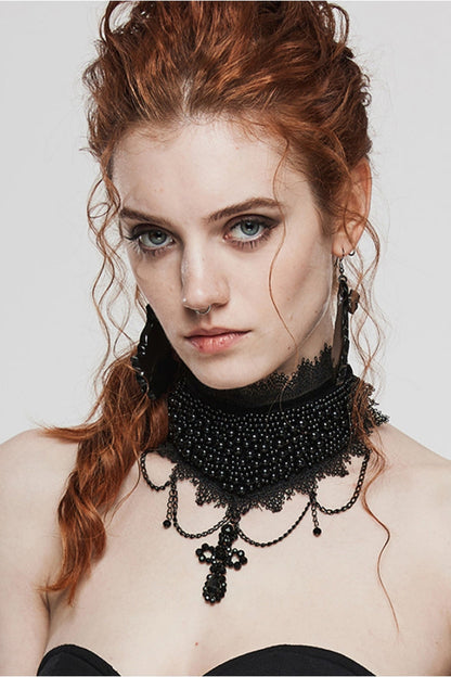 Black Cross Bead Women's Gorgeous Gothic Choker