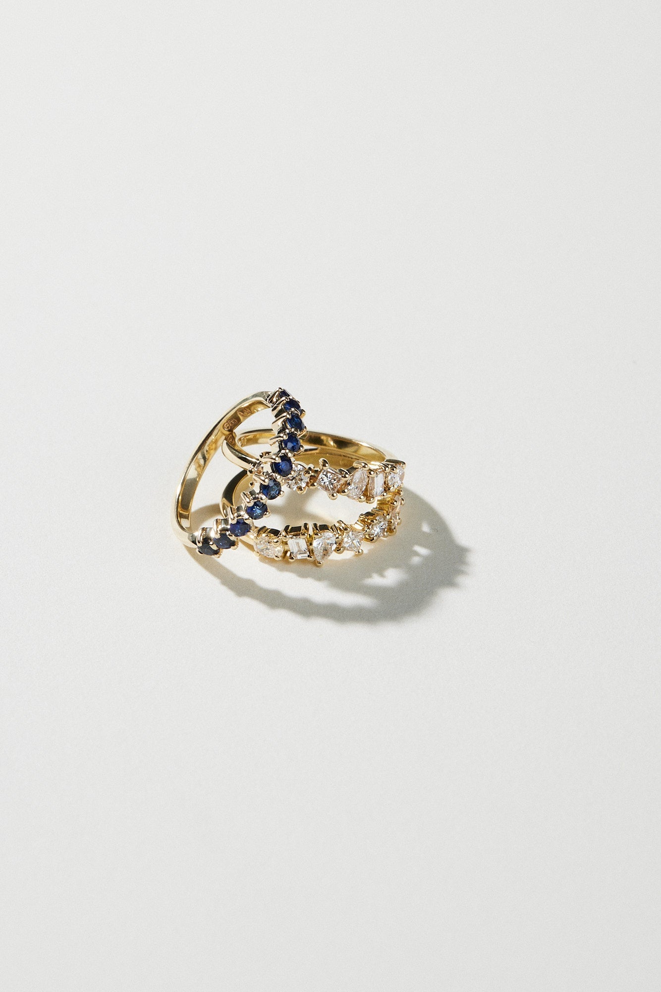 Double Band Scattered Diamond Ring | 18K Yellow Gold, (More Options Available)