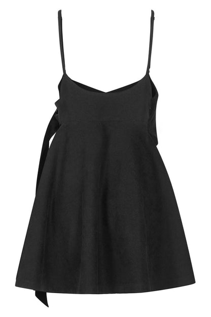 Black Casual Strap Buckle High Waist Women's Steam Punk Dress