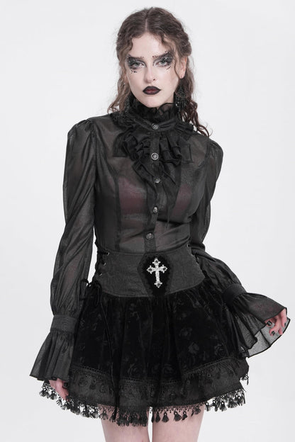 Black Cross Tassel Print Women's Gothic Skirt
