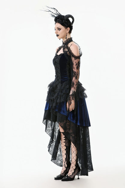 Black Off Shoulder Long Sleeves Sheer Floral Lace Women's Gothic Shrug