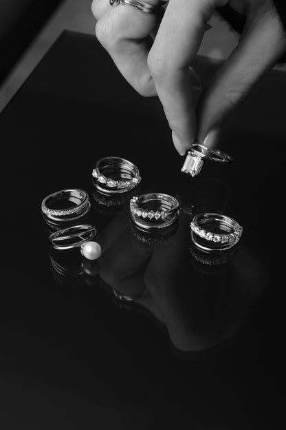 Double Band Gemstone Ring | Silver