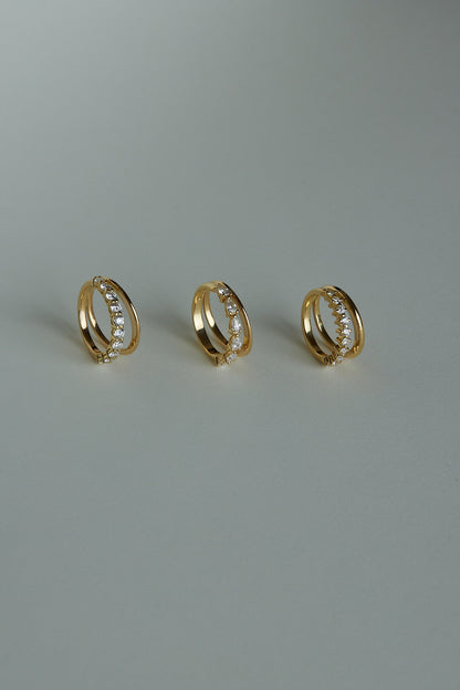 Double Band 10pt Round Diamond Ring | 18K Yellow Gold