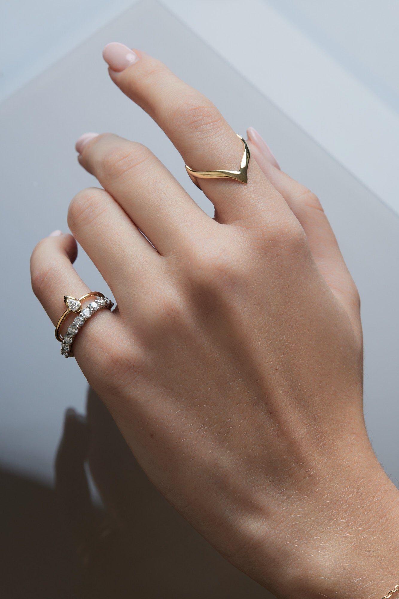 Mini Pear Diamond Ring | 9K Yellow Gold