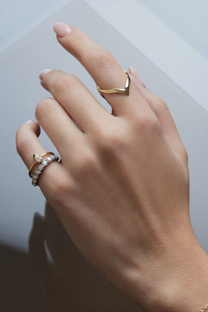 Mini Pear Diamond Ring | 9K Yellow Gold