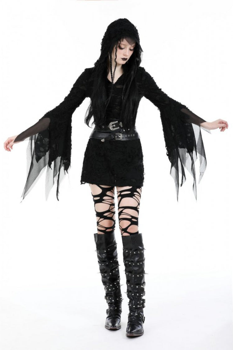 Black Lace-Up Studded Buckled Women's Punk PU Underbust Corset