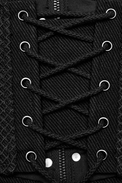 Black Multi-buckles Studded Lace-Up Men's Punk Girdle