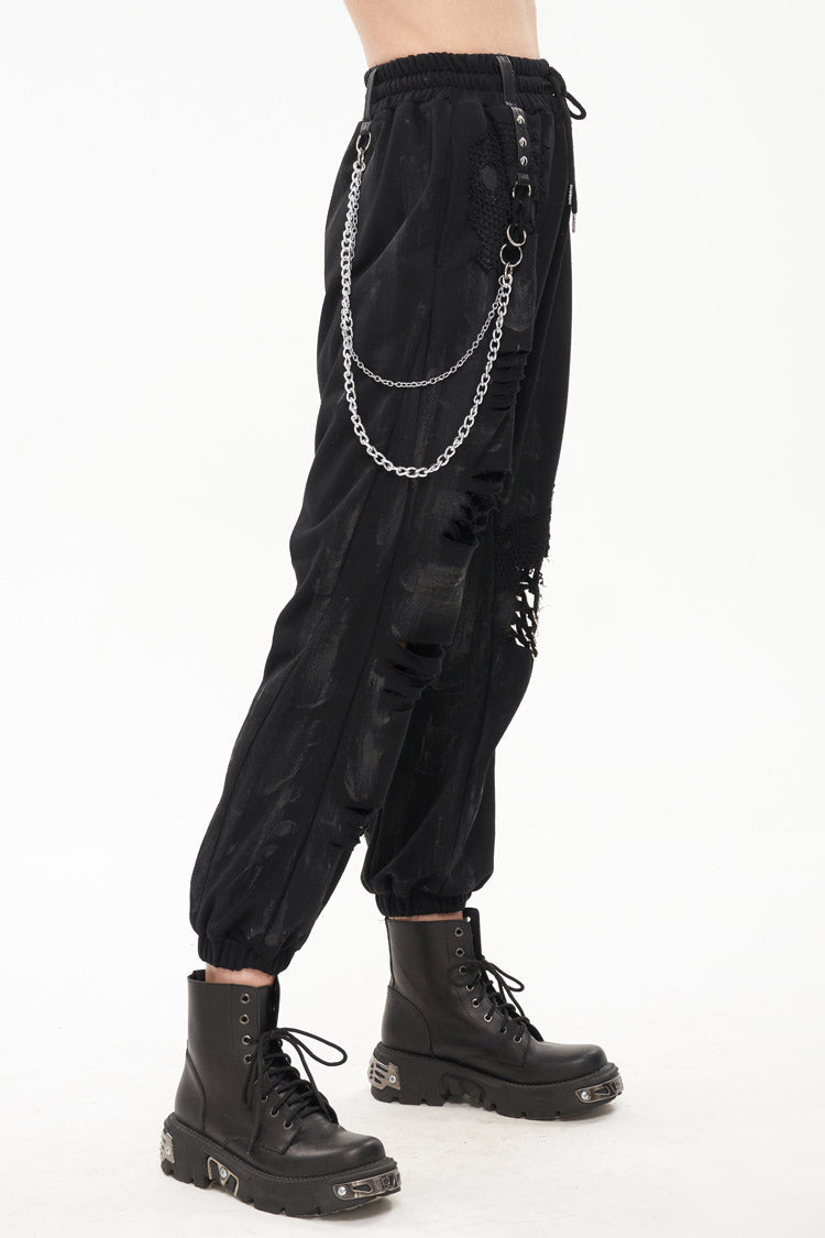 Black Knitting Material Retro Hand-Painted Metal Circle Decoration Women's Gothic Pants