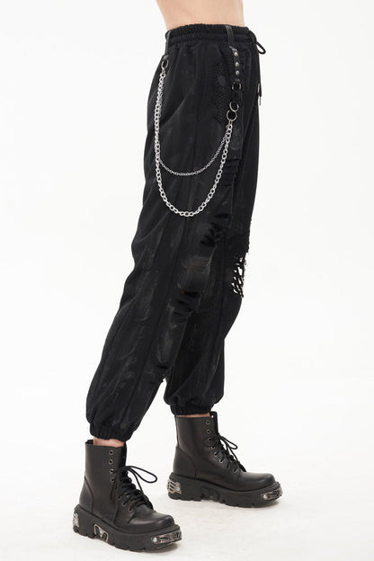 Black Knitting Material Retro Hand-Painted Metal Circle Decoration Women's Gothic Pants