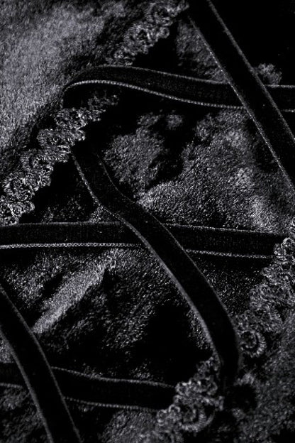 Black Long Sleeves Velvet Lace Women's Gothic Maxi Dress Wedding Dress
