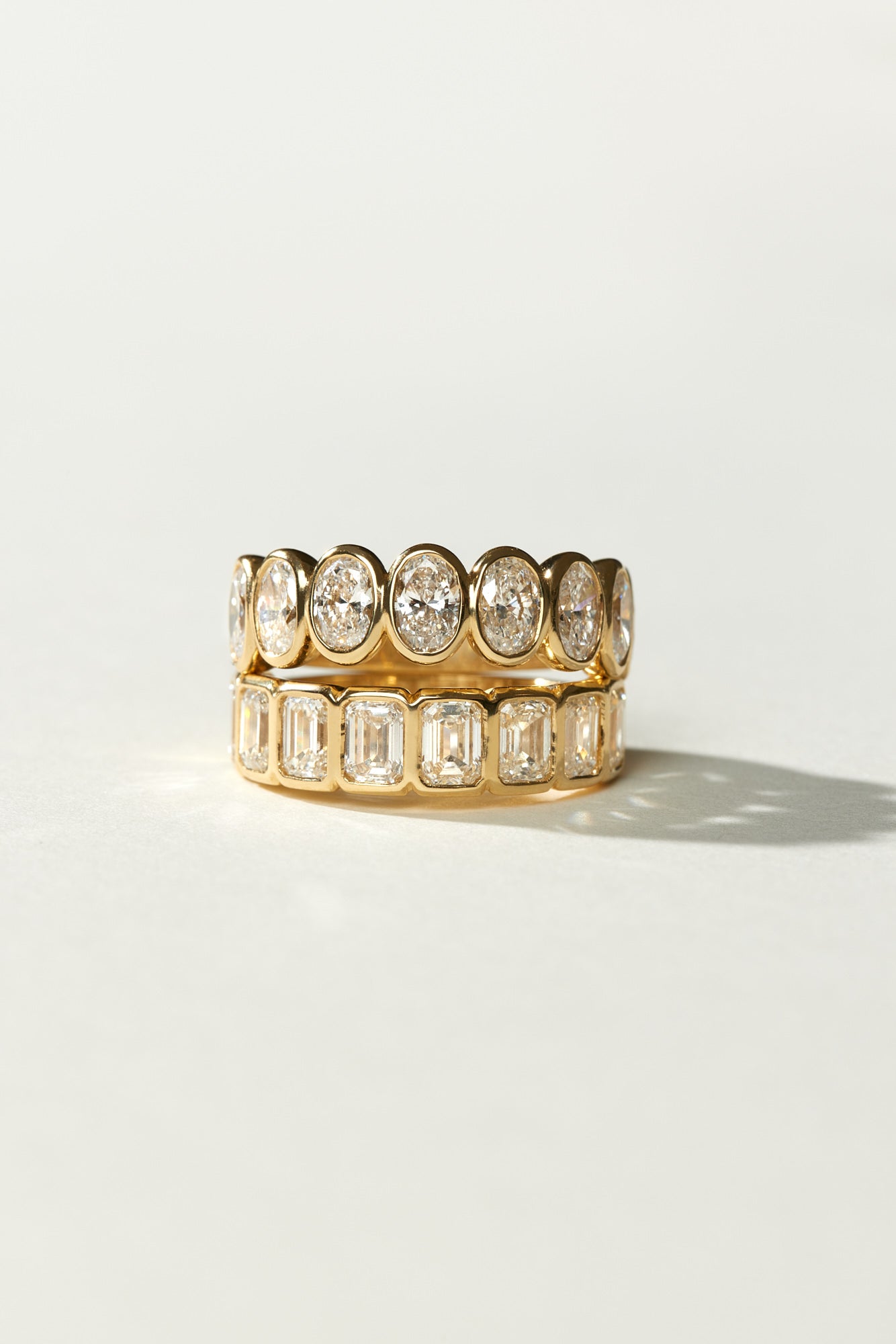 Oval Bezel Diamond Half Band | Gold