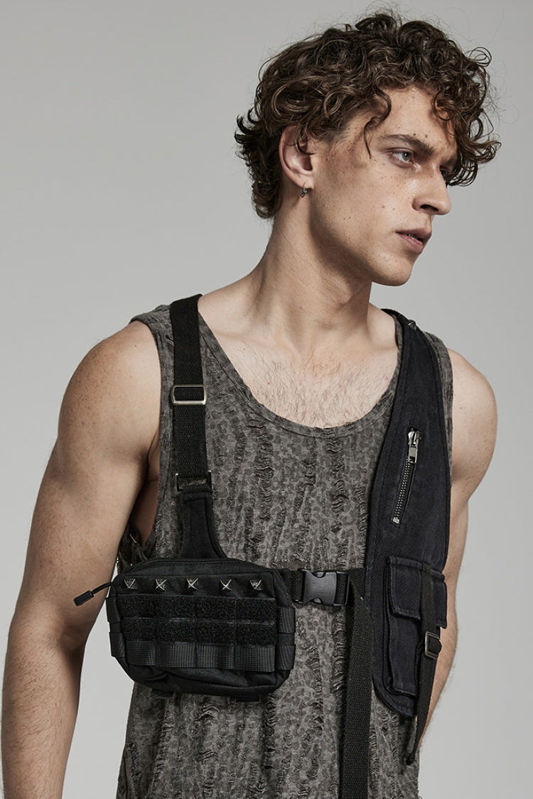 Black Buckle Men's Punk Big-Pocket Harness