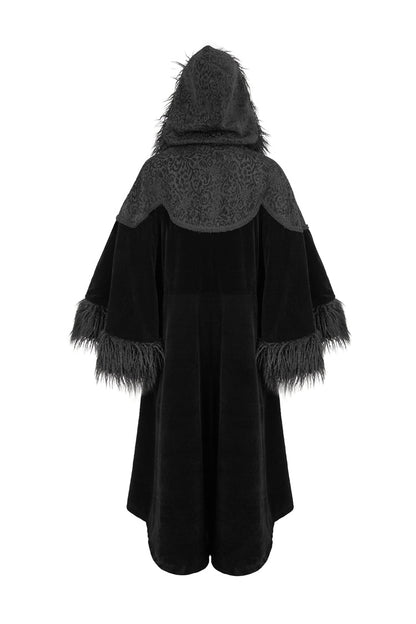 Black Jacquard Fabric Petal Stitching Three-Dimensional Webbing Cape Like Wide Wool Sleeves Women's Gothic Jacket