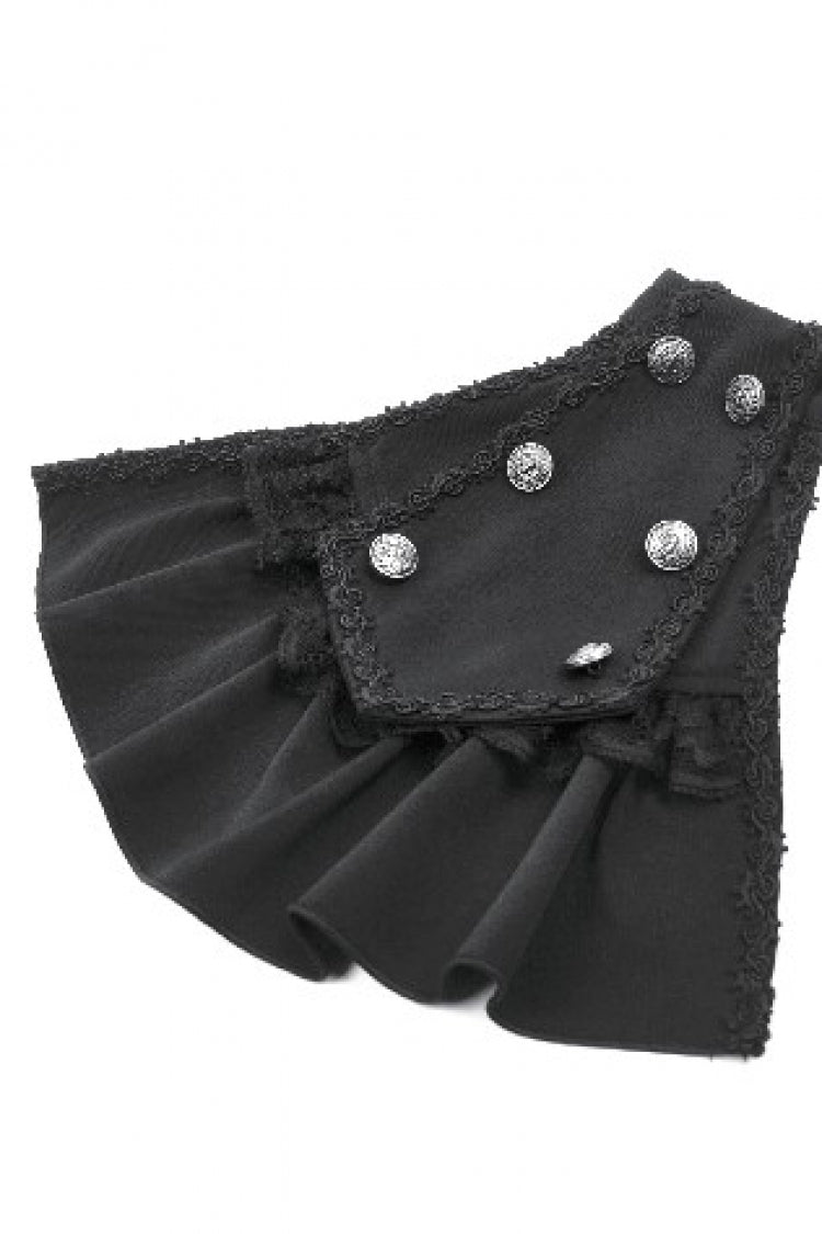 Black Bouble-Breasted Floral Lace Women's Gothic Cape