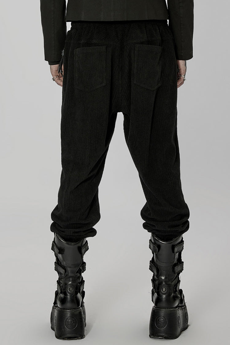 Black Doomsday Metal Stitching Corduroy Men's Steampunk Pants