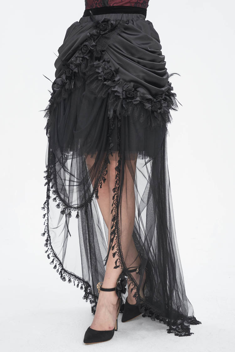 Black Multi-layer Stitching Lace Womens Gothic Skirt
