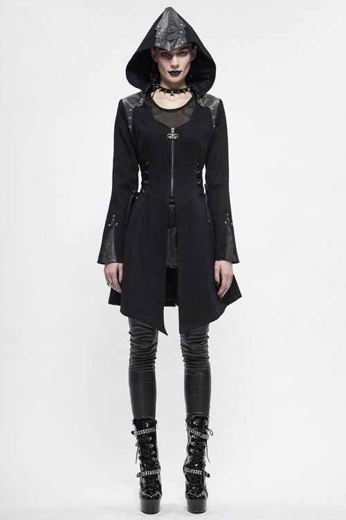 Black Hat Removable Slim Long Womens Gothic Coat