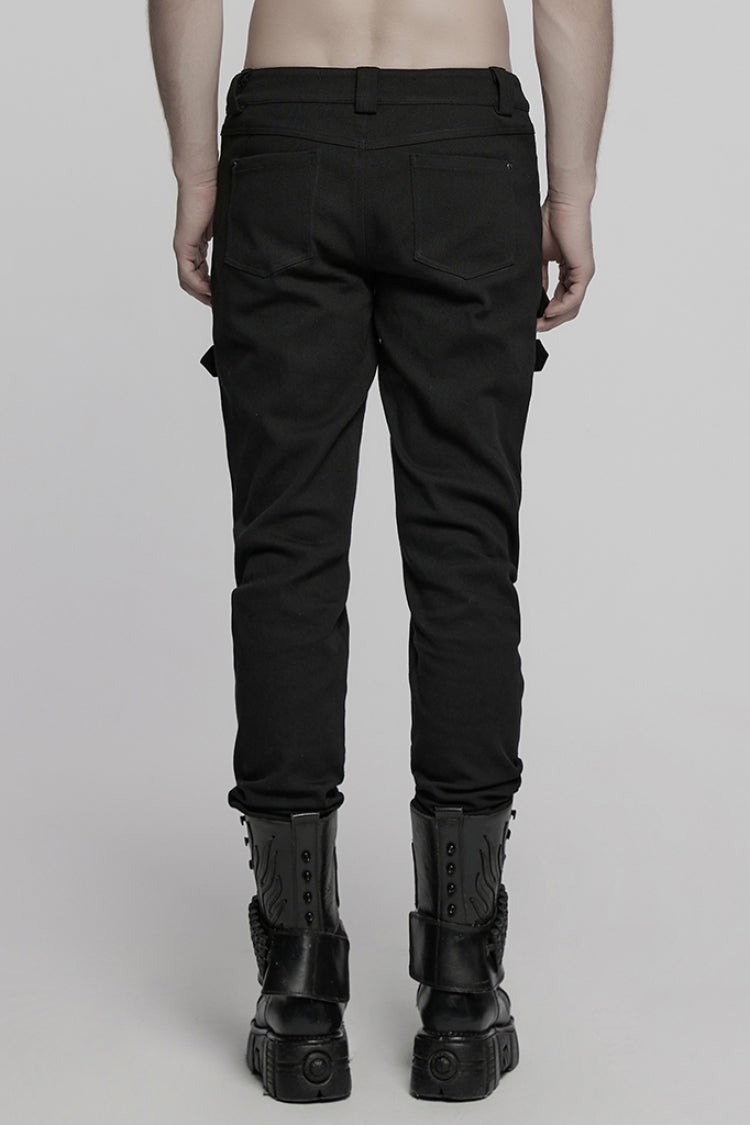 Black Buckle Skull Men's Punk Pants