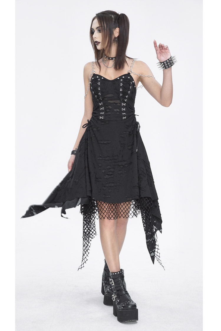 Black Lace Ripped Women's Gothic Jsk Dress
