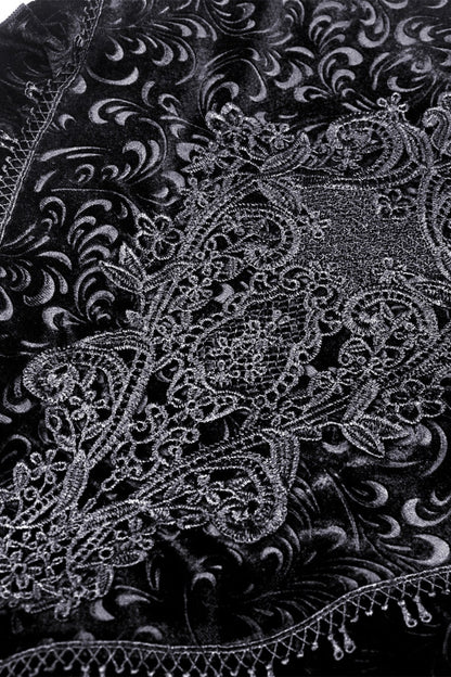 Black Jacquard Lace Lace-Up Women's Gothic Dovetail Wrap Skirt