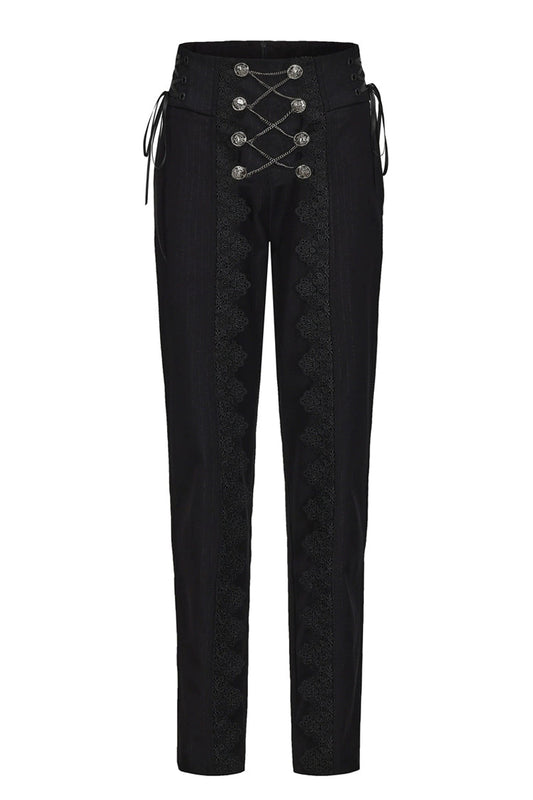 Black Double-breasted Chain Cross Embroidery Ouji Vintage Elegant Prince Gorgeous Lolita Pants