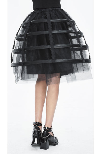 Black Hollow Lace Womens Gothic Underskirt