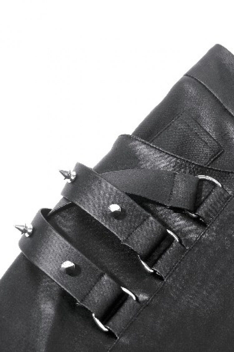 Black Asymmetric Studded Women's Punk Pants