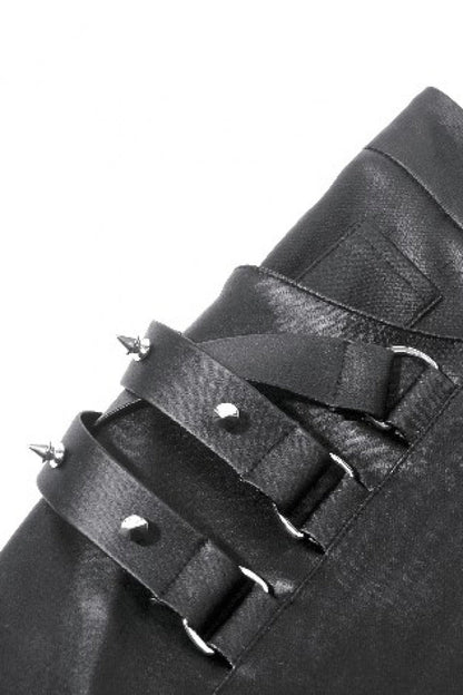 Black Asymmetric Studded Women's Punk Pants
