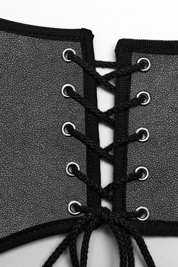 Black Lace-Up Double-buckle Men's Punk Girdle