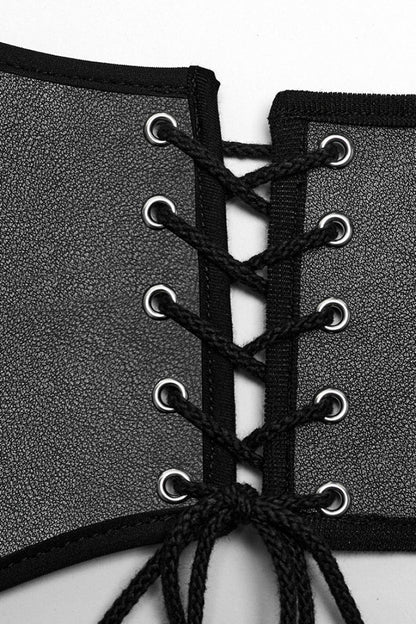 Black Lace-Up Double-buckle Men's Punk Girdle