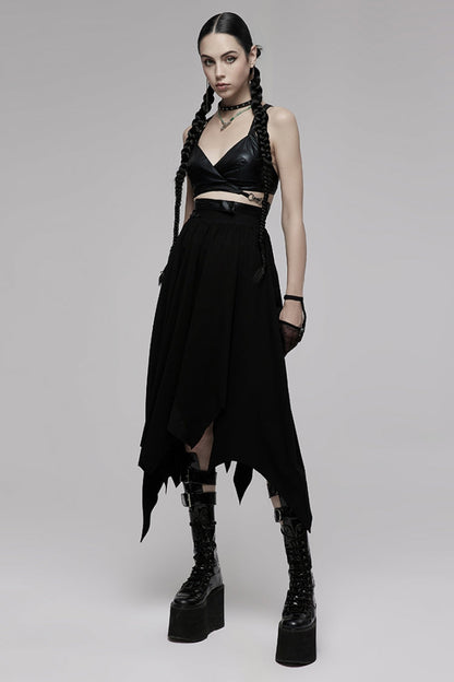 Black Metal Ring Buckle Backless Women's Punk Corset