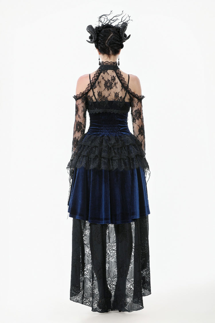 Black Off Shoulder Long Sleeves Sheer Floral Lace Women's Gothic Shrug