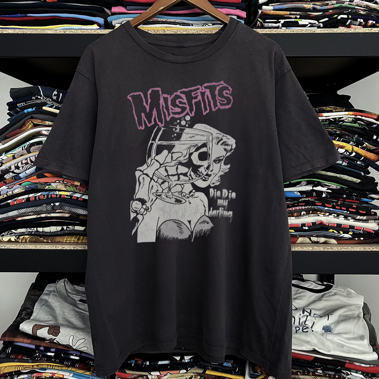 Rare Misfits Die Die My Darling Washed Black Tee
